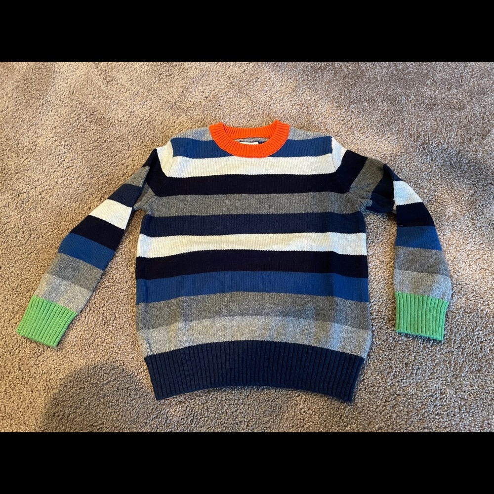 Boys crew neck striped sweater.